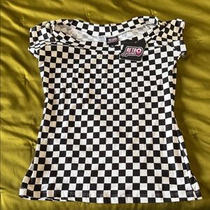 Retro Queen Black and White Checkered Top